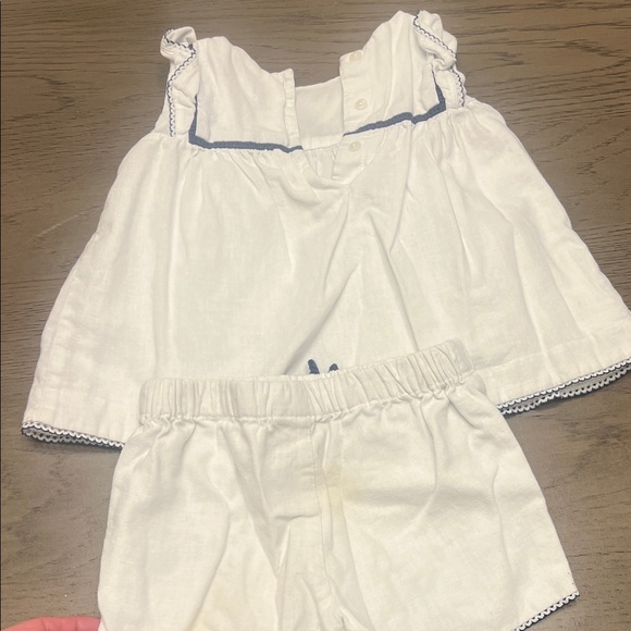 Janie and Jack White Baby Outfit with Blue Accents - Picture 4 of 4